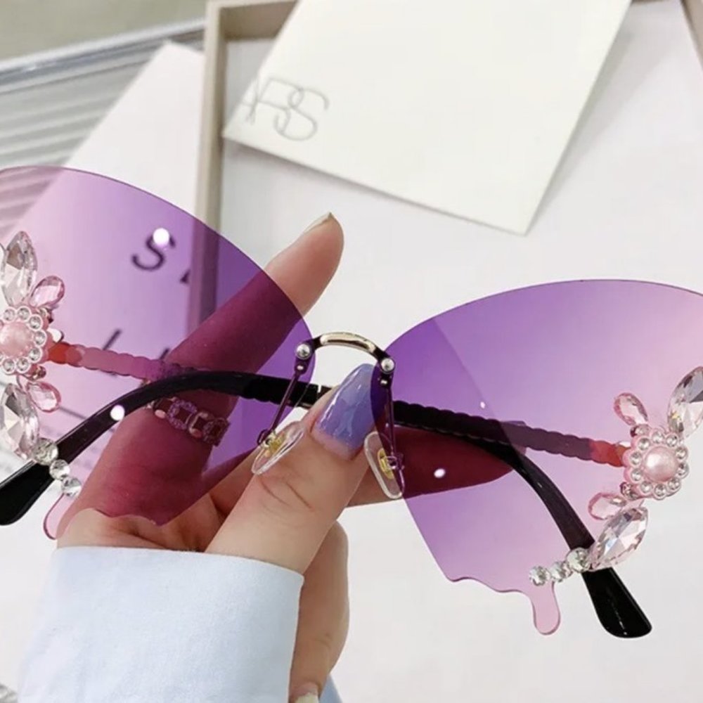 Butterfly Pearl & crystal Stone Sunglasses